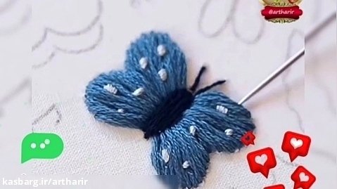 embroidery آموزش گلدوزی گلدوزی پروانه ساتن دوزی