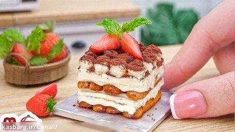 طرز تهیه کیک مینیاتوری تیرامیسو بسیار خوشمزه با شکلات تلخ | آشپزی مینیاتوری