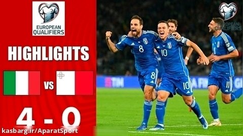 ایتالیا ۴-۰ مالت | خلاصه بازی | برد پرگل آتزوری با بریس براردی