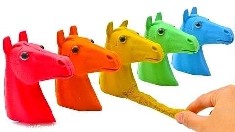 شن بازی کودکانه - ساخت اسب های رنگی با شن جنبشی - بازی و سرگرمی با شن جادویی