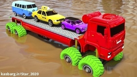 کامیون غول پیکر با اتومبیل ها / انیمیشن ماشین ها / برنامه کودک