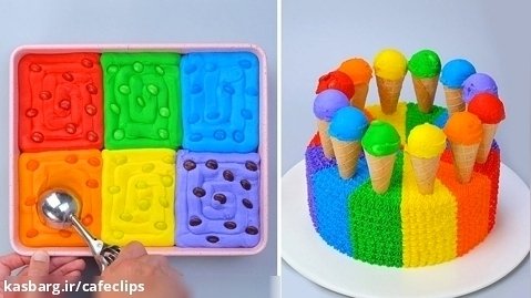 آموزش کیک رنگارنگ خوشمزه - ایده های تزیین کیک شکلاتی فانتزی با آب نبات Skittles