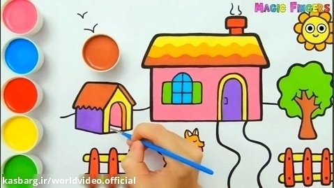 آموزش نقاشی به کودکان - نقاشی خانه زیبا - #نقاشی