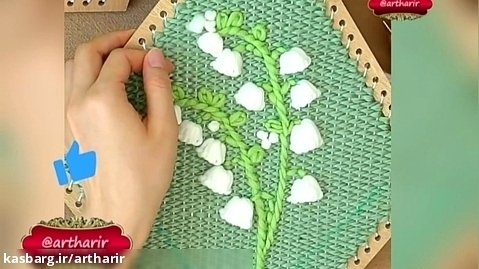 گلدوزی آموزش بافت گلیمی دیوارکوب گل زنگوله