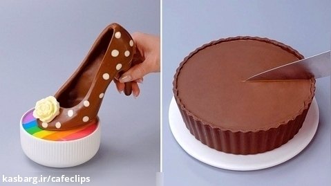 تزئین کیک شکلاتی کفشی - آموزش کیک و شیرینی در خانه