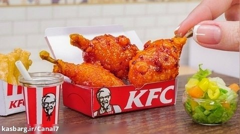 طرز تهیه غذای سوخاری مینیاتوری شگفت انگیز KFC | آشپزی مینیاتوری | مینی فود