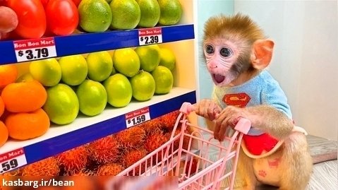 چالش بچه میمون _ بن بن و خرید کردن از فروشگاه _ میمون بازیگوش