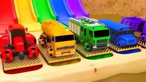 آموزش رنگ ها - تراکتور و اتوبوس - کارتون کودکانه ماشین ها - برنامه کودک
