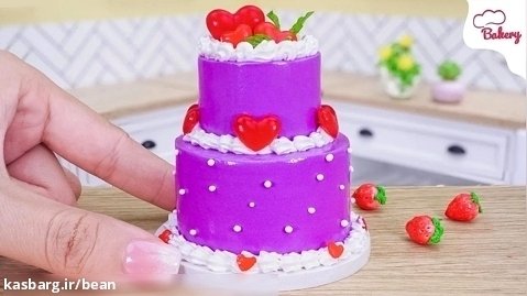 کیک مینیاتوری _ طرز تهیه کیک بلوبری مینیاتوری _ ایده خلاقانه تزیین کیک