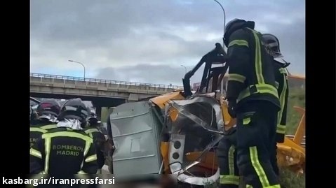 سقوط یک بالگرد در بزرگراهی در مادرید اسپانیا