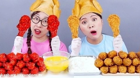 چالش غذاخوری دونا - چالش خوردن سس تند و مرغ سوخاری - بانوان تفریحی سرگرمی