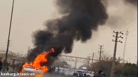 آتش سوزی کپسول گاز پژو ۲۰۶ در بلوار هجرت تهران