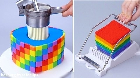 آموزش تزئین کیک - ایده های درخشان تزیین کیک رنگین کمانی