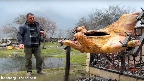 کباب گاو 170 کیلوگرمی به شیوه باستانی توسط آشپز مشهور آذربایجانی