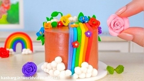 تزیین کیک گل گلی رنگی رنگی :: تزئین کیک مینیاتوری :: کیک آرایی