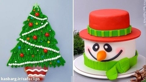 طرز تهیه کیک کریسمس مبارک | تزیین کیک سال نو