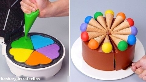 آموزش کیک شکلاتی رنگی