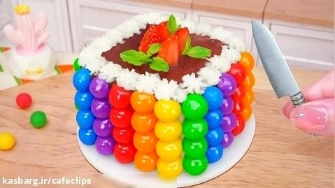 Sweet Rainbow Chocolate Cake  Yummy Miniature Colorful Fondant Cake Recipe D