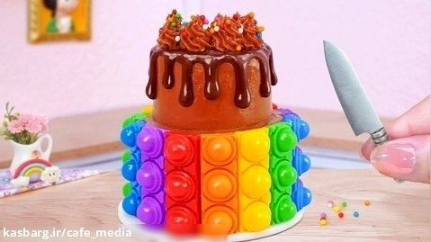 Rainbow Pop It Cake  Wonderful Miniature Buttercream Chocolate Cake Decorati