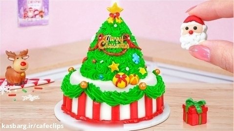 Christmas Tree Cake  Amazing Miniature Buttercream Cake Recipe for Christmas