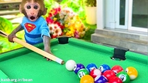 Bon Bon plays billiards in front of his house